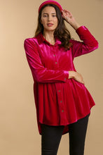 Load image into Gallery viewer, Umgee Velvet Tunic Top in Raspberry  Umgee   
