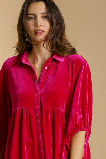 Umgee Velvet Tunic Top in Raspberry FINAL SALE  Umgee   