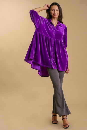 Umgee Velvet Tunic Top in Violet FINAL SALE  Umgee   