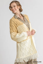 Load image into Gallery viewer, Umgee Patchwork Knitted Open Front Cardigan in Natural Mix Sweaters Umgee   
