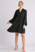 Load image into Gallery viewer, Umgee Linen Blend Long Sleeve Dress in Black  Umgee   
