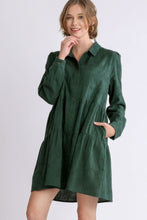Load image into Gallery viewer, Umgee Textured Long Sleeve Dress in Forest Green  Umgee   
