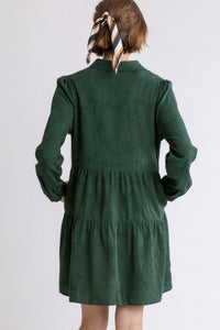 Umgee Textured Long Sleeve Dress in Forest Green  Umgee   
