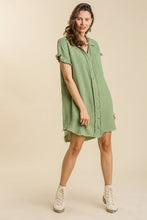 Load image into Gallery viewer, Umgee Gauze Shirt Dress in Dusty Sage Dresses Umgee   
