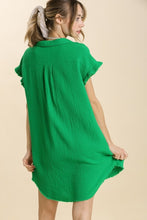 Load image into Gallery viewer, Umgee Gauze Shirt Dress in Kelly Green Dresses Umgee   
