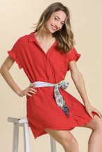 Load image into Gallery viewer, Umgee Gauze Shirt Dress in Orange Red  Umgee   
