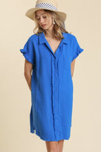 Load image into Gallery viewer, Umgee Gauze Shirt Dress in Sapphire Blue  Umgee   
