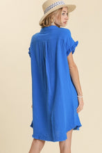 Load image into Gallery viewer, Umgee Gauze Shirt Dress in Sapphire Blue Dresses Umgee   
