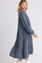 Load image into Gallery viewer, Umgee Gauze Tiered Maxi Dress in Blue Ash Dresses Umgee   
