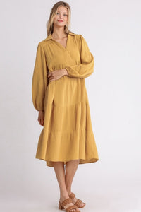 Umgee Gauze Tiered Maxi Dress in Mustard FINAL SALE Dresses Umgee   