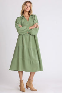 Umgee Gauze Tiered Maxi Dress in Sage Dresses Umgee   