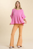 Umgee Gauze Babydoll Top in Bubble Pink  Umgee   