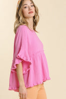 Umgee Gauze Babydoll Top in Bubble Pink  Umgee   