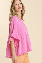 Load image into Gallery viewer, Umgee Gauze Babydoll Top in Bubble Pink  Umgee   
