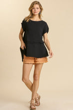 Load image into Gallery viewer, Umgee Gauze Short Sleeve Top in Black Shirts &amp; Tops Umgee   
