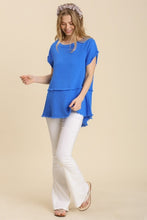Load image into Gallery viewer, Umgee Gauze Short Sleeve Top in Sapphire Blue Shirts &amp; Tops Umgee   
