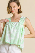 Load image into Gallery viewer, Umgee Green Apple Poplin Top with Ruffled Straps FINAL SALE Shirts &amp; Tops Umgee   
