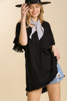 Umgee Ruffled Tunic Top in Black  Umgee   