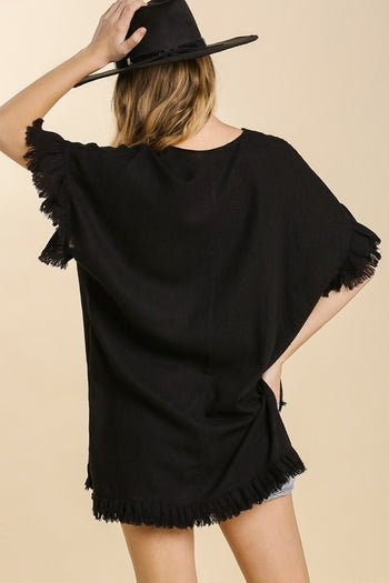 Umgee Ruffled Tunic Top in Black  Umgee   