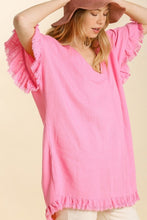 Load image into Gallery viewer, Umgee Ruffled Tunic Top in Bubble Pink  Umgee   
