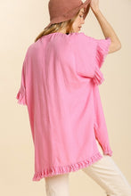 Load image into Gallery viewer, Umgee Ruffled Tunic Top in Bubble Pink  Umgee   
