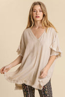 Umgee Ruffled Tunic Top in Oatmeal  Umgee   
