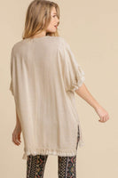 Umgee Ruffled Tunic Top in Oatmeal  Umgee   