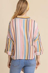 Umgee Striped Top with Front Knot in Honey Mix  Umgee   