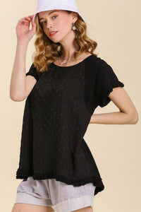Umgee Top with Polka Dot Detail in Black ON ORDER  Umgee   