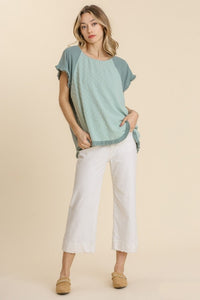 Umgee Top with Polka Dot Detail in Mint Blue  Umgee   