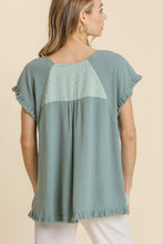 Load image into Gallery viewer, Umgee Top with Polka Dot Detail in Mint Blue  Umgee   
