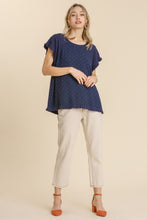 Load image into Gallery viewer, Umgee Top with Polka Dot Detail in Navy  Umgee   
