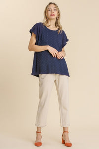 Umgee Top with Polka Dot Detail in Navy  Umgee   