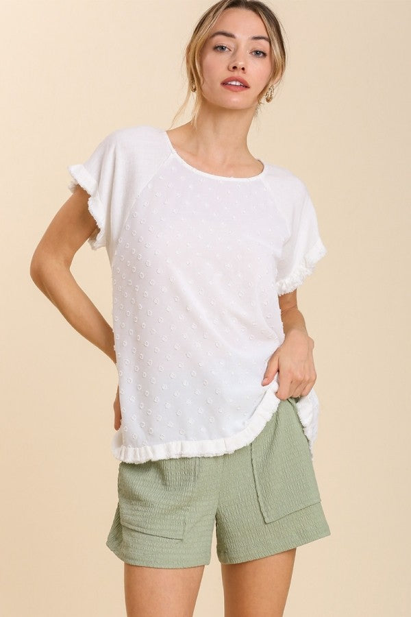 Umgee Top with Polka Dot Detail in Off White  Umgee   