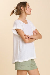 Umgee Top with Polka Dot Detail in Off White  Umgee   