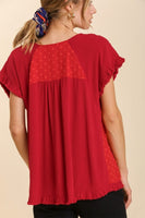 Umgee Top with Polka Dot Detail in Red  Umgee   