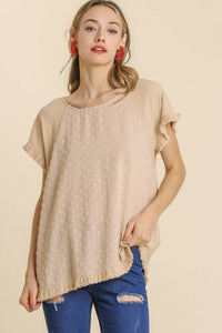 Umgee Top with Polka Dot Detail in Stone  Umgee   