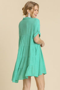Umgee Short Sleeve Flowy Dress in Peppermint Dresses Umgee   