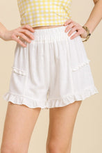 Load image into Gallery viewer, Umgee Ruffled Trim Shorts in Off White FINAL SALE Shorts Umgee   
