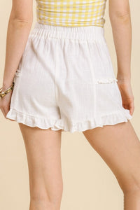 Umgee Ruffled Trim Shorts in Off White FINAL SALE Shorts Umgee   