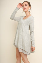 Load image into Gallery viewer, Umgee Long Sleeved Layered Dress in Heather Gray Dresses Umgee   
