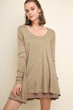 Load image into Gallery viewer, Umgee Long Sleeved Layered Dress in Mocha Dresses Umgee   
