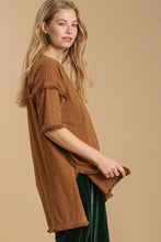 Load image into Gallery viewer, Umgee Ochre Tunic Top with Fray Detail Tops Umgee   
