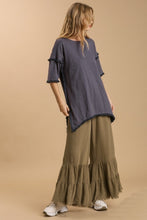 Load image into Gallery viewer, Umgee Slate Blue Tunic Top with Fray Detail FINAL SALE Tops Umgee   
