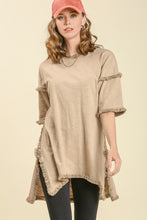 Load image into Gallery viewer, Umgee Taupe Tunic Top with Fray Detail Tops Umgee   
