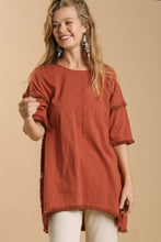 Load image into Gallery viewer, Umgee Teracotta Tunic Top with Fray Detail Tops Umgee   
