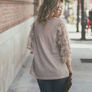 And the Why Top with Fringed Ruffle Sleeves in Taupe ON ORDER Shirts & Tops And The Why   