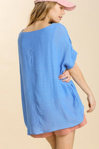 Umgee Sheer Dolman Top in Azure Shirts & Tops Umgee   