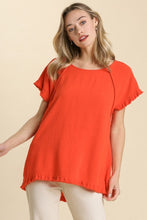 Load image into Gallery viewer, Umgee Neon Orange Top with Fringe Trim Tops Umgee   
