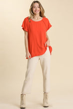 Load image into Gallery viewer, Umgee Neon Orange Top with Fringe Trim Tops Umgee   
